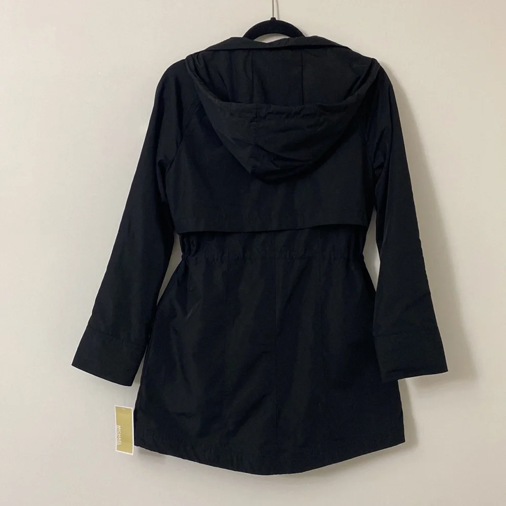 Michael Kors Black Anorak Zip Front Rain Jacket - Picture 2 of 16